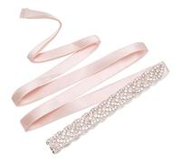 Jeesblsy Cinturón de Boda de Cristal de Diamantes de Imitación, Mujer Cinturón de Vestidos Fajín con Apliques Cadena de Cintura de Novia para Fiesta, Graduación Accesorios (Rosa)