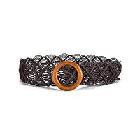 Jeesblsy Cinturón de Vestir Tejido, Cinturones de Trenza de Cuerda para Mujeres y Niñas, Amplio Bohemio Decorativo Belt con Hebilla de Madera para Fiesta, Vestido Largo de Playa (Marrón)