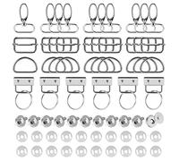 Jeesblsy Hebillas Metálicas Mochila en D, Anillas Rectangular Bolso, Hebillas on Gancho Giratorio, Cierre Magnético Hardware de Pulsera con Llavero para Correa Cinturón Mochila DIY, 46 Piezas