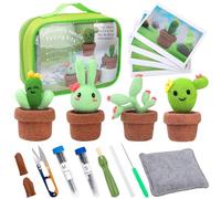Jeesblsy Kit de Fieltro con Aguja, Decoración de Fieltro de, DIY Lana para principiantes, Incluye Instrucciones de Plantas de 4 piezas, Almohadilla para Fieltrar y Herramientas Básicas para Fieltrar