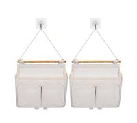 Jeesblsy Organizador Colgante para Puerta y Pared, 2 Bolsas Colgar En Pared de Almacenamiento Impermeable Tela De Lino de Bolsillo Ancho Baldas Colgantes para Dormitorio Baño Cocina y Oficina (Beige)