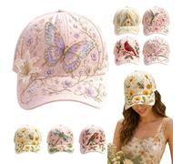Jeesrt 2026 Limited Edition Garden Morning Cap, Bee and Bloom Hat, Botanical Cottagecore Hat for Women, Adjustable Breathable Gift for Gardeners Women (#D)