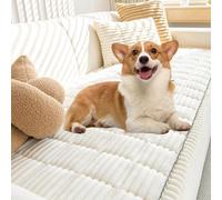 Jeesrt Couch Cover, Non Slip Sofa Protector For Dogs, Washable Pet Blanket with Fuzzy Fabric For Living Room Furniture (Milky White,80 * 80cm)