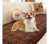 Jeesrt Couch Cover, Non Slip Sofa Protector For Dogs, Washable Pet Blanket with Fuzzy Fabric For Living Room Furniture (Dark Brown,80 * 80cm)