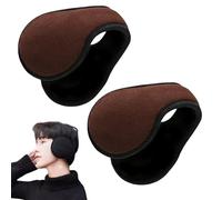 Jeesrt Ear Muffs for Winter, Foldable Fleece Ear Warmers Ideal for Skiing & Cold Weather, Behind-The-Head Design (Brown,One size)