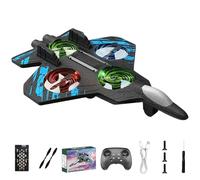 Jeesrt RC Jet, Foam Remote Control Fighter Jet Airplane with 360° Flips & LED Lights (Blue)