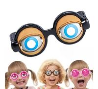 Jeesrt Winking Glasses, Kinetic Crazy Eyes Glasses with Manual Blink Action for Performances (Black)