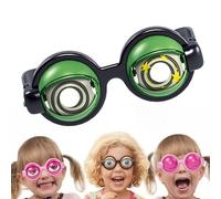 Jeesrt Winking Glasses, Kinetic Crazy Eyes Glasses with Manual Blink Action for Performances (Green)
