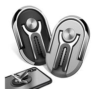 JEEZAO 2 Piezas Multifuncional Universal Anillo Soporte para Movil 360° Rotación, Soporte Movil Coche, para Rejillas del Aire de Coche,Inicio (Negro + Plata)