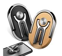 JEEZAO 2 Piezas Multifuncional Universal Anillo Soporte para Movil 360° Rotación, Soporte Movil Coche, para Rejillas del Aire de Coche,Inicio (Negro + Oro)