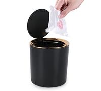 JEEZAO Basura Mini, Cubo de Basura de Mesa con Tapa, Pequeña Papelera Escritorio para Baño, Dormitorio, Oficina, Cocina (Negro)