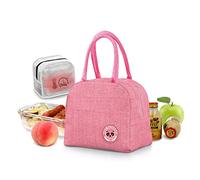JEEZAO Bolsa Termica Porta Alimentos, Impermeable Comida Bolsas de Almuerzo,Bolsa Nevera Portatil para Trabajo,Escuela,Picnic (Rosa)