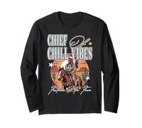 Jefe DE Chill Vibes Fresco Estilo Nativo Americano Buen Humor Manga Larga
