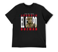 Jefe De Jefes Joaquin El Chapo Guzman Sinaloa Cartel Narco Drug King T-Shirt Man's Fashion Cotton Black Clothes, Negro , L