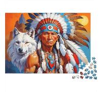 Jefe Nativo Americano 1000 Piezas Stock De Cartas Premium Rompecabezas Clásicos Entusiastas De Jigsaw Senior Entrenamiento Cerebral Decoración De Paredes Idea De Regalo 70x50cm/1000pcs