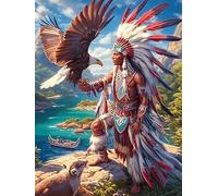Jefe Nativo Americano con un águila Puzzle 1000 Piezas Papel Mayores Vida Silvestre y Plantas Alivio Ansiedad Actividad para La Mente Ocio Tranquilo En Casa Más Vendido Regalo Origin