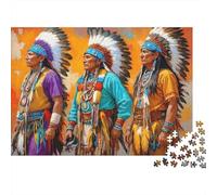 Jefe Nativo Americanos Rompecabezas 1000 Piezas con Colores Vibrantes Puzzle Terapia De Arte para Pasatiempos En Casa como Cita En Casa 52x38cm/1000pcs