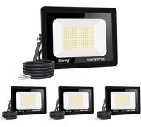 Jefedana Focos LED Exterior 100W Proyector LED Exterior 10000LM IP66 Impermeable Foco Proyector LED 6500K Blanco Frío Floodlight para Casa, Garaje, Patio, Terraza, Campo (4pcs)
