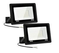 Jefedana Focos LED Exterior 50W Proyector LED Exterior 5000LM IP66 Impermeable Foco Proyector LED 6500K Blanco Frío Floodlight para Casa, Garaje, Patio, Terraza, Campo (2pcs)