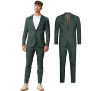 JEFF Hombres JFLuke Conjunto Traje Chaqueta pantalón 2 Piezas Green Herringbone 50