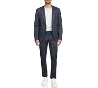 JEFF JFLeo - Conjunto de traje de hombre de 2 piezas con chaqueta y pantalón, Navy Check, 54