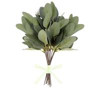 Jeffdad 12 hojas de tallos de eucalipto mixtas, ramas de eucalipto artificiales para jarrones, tallos de eucalipto de dólar de plata sintética para arreglos de ramos de guirnaldas, decoración verde (s