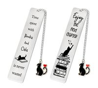 Jeffdad 2 marcapáginas con palabras inspiradoras de gatito, marcadores divertidos para amantes de los libros, marcadores de libros para regalos de cumpleaños, marcadores de acero inoxidable para
