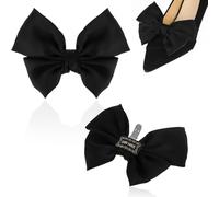 Jeffdad 2 unids elegante arco zapato encantos para las mujeres, negro satén hebilla clip accesorios extraíbles para zapatos clip para novia, 570759_1_7nErg1vKI