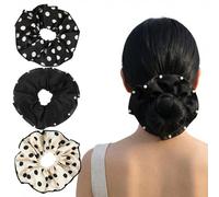 Jeffdad 3 coleteros de satén grandes de 7.9 pulgadas, diseño de lunares, vintage, chic, de satén de gran tamaño, suaves y lisos para cabello grueso y rizado