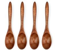 Jeffdad 4 cucharas pequeñas de madera, cuchara de miel de 5.9 pulgadas para té, cucharas de madera para comer, mini cucharas de servir de madera para café, té, condimentos