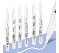Jeffdad 6 rotuladores blancos de pintura, rotuladores de pintura blanca de 1 mm para madera, marcadores blancos a base de agua para proyectos de arte, dibujo, pintura rupestre, piedra, cerámica, vidri