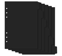 Jeffdad 6 separadores, carpetas de plástico con 6 agujeros, para carpetas A5 (negro)