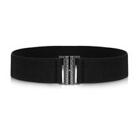 Jeffdad Cinturones elásticos anchos para mujer, cinturón elástico vintage, cinturón ajustable con hebilla de vestir multicolor, Negro, 60-105cm/23.6-41.3in