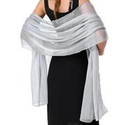 Jeffdad Estola Señoras Elegante - Bufanda de Gasa, Chal de Gran Tamaño para Vestido de Noche Festivo (Gris Plata)