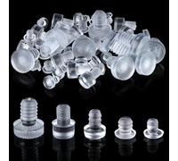 Jeffdad Gomitas de goma para placas de vidrio, 50 piezas Sujetadores de placas de mesa de vidrio transparentes Amortiguador de goma para mesa de vidrio transparente Espaciadores para mesa de terraza