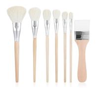 Jeffdad Juego de 7 pinceles para pintura acrílica, versátiles pinceles de mezcla con mango de madera para pintura acrílica, acuarela, pintura al óleo, arte facial y corporal