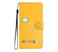 Jeffene Funda para Samsung Galaxy S23 Ultra 5G (6,8 pulgadas), funda plegable, funda con función atril, tarjetero, funda con tapa de piel sintética para Samsung Galaxy S23 Ultra 5G, amarillo