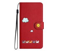 Jeffene Funda para Samsung Galaxy S23 Ultra 5G (6,8 pulgadas), funda plegable, funda con función atril, tarjetero, funda de piel sintética con tapa para Samsung Galaxy S23 Ultra 5G, color rojo
