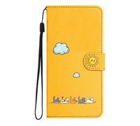 Jeffene Funda para Samsung Galaxy S26 Ultra (6,9 pulgadas) Funda Plegable, Bolsillo Soporte Tarjetero Funda Plegable Gato PU Cuero Flip Cover Case para Samsung Galaxy S26 Ultra, Amarillo