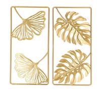 Jeffergarden 2 Piezas de Decoración de Pared de Hoja de Ginkgo, Esculturas Artísticas de Metal, Arte de Pared de Metal Dorado para Dormitorio, Oficina, Sala de Estar