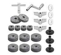 Jeffergarden 23 Piezas Set Accesorios de Reemplazo de Platillo Llave de Tambor Tuertas Mangas de Arandelas con Nueces de Ala para Piezas de Tambor (GREY)