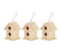 Jeffergarden 3 Piezas Casas para Pájaros Colgantes Jaulas Nidos de Madera para Pajareras 2,2 X,6 X 3,1 Pulgadas Madera de Platane para Jardín Patio Vista Al Aire Libre para Gorrión Pinzón Colibrí