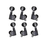Jeffergarden 6 Clavijas de Afinación de Guitarra Cromadas, Afinadores de Botones Ovalados para Piezas de Guitarra Eléctrica o Acústica, Teclas de Afinación Selladas con Relación (BLACK)