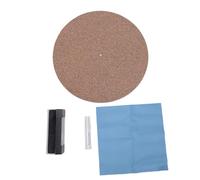 Jeffergarden Alfombrilla Giratoria de Corcho, Kit de Limpieza de Discos con Cepillo y Solución Limpiadora de 10ml para Discos VCD DVD de 12 Pulgadas