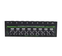 Jeffergarden Amplificador de Auriculares de 8 Canales, 8 Salidas 1 Entrada Amplificador de Auriculares Estéreo Control de Volumen Independiente Carcasa Metálica con Luz RGB para Escenario de