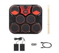 Jeffergarden Batería Electrónica Portátil con 7 Almohadillas, Parlantes Incorporados, Batería Recargable para Niños, Principiantes, Estudiantes, 10 Horas de Reproducción, Carga USB, Ideal para el