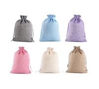 Jeffergarden Bolsa de Tela con Cordón 30 Piezas 6 Colores Material de Lino Bolsa de Almacenamiento de Artículos Pequeños con Cuerda de Tracción para Joyas Chocolates Bodas Fiestas Navidad Baby Shower