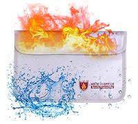 Jeffergarden Bolsa para Documentos Ignífuga, Fibra de Vidrio Recubierta de Silicona, Resistente Al Agua, Organizador de Almacenamiento Seguro con Doble Cremallera y Cinta de Sujeción, para