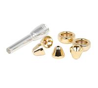 Jeffergarden Boquilla de Trompeta, Diseño Dividido de Copa con Revestimiento de Oro y Vástago Chapado en Plata de Latón, con 2 Cabezales de Repuesto, Tamaño 4 de Copa 2C 2B 3C 3B, para