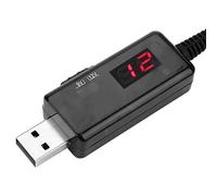 Jeffergarden Cable Convertidor de Voltaje de Refuerzo USB Adaptador de Corriente USB a CC 9 V 12 V con Pantalla LED e Interruptor de 0,72 M para Respaldo de Enrutador Ventilador Pequeño Lámpara de